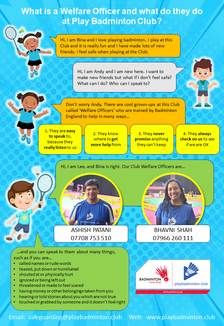 Play Badminton Club Safeguarding Poster for Children